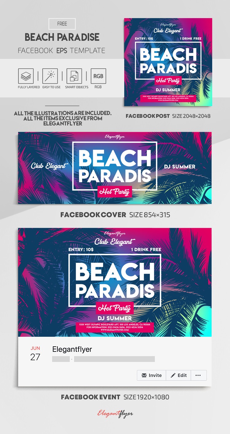 Beach Paradise Facebook EPS by ElegantFlyer