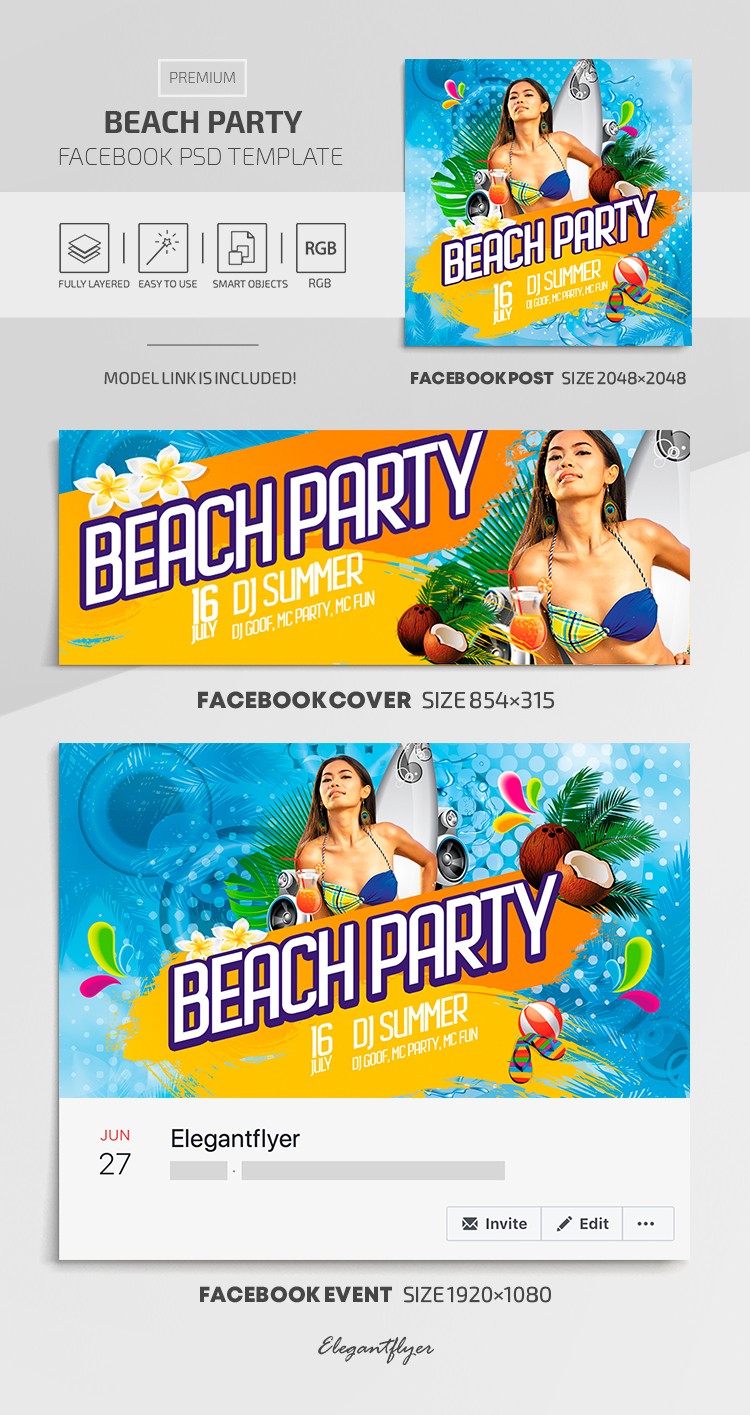 Festa in spiaggia su Facebook by ElegantFlyer