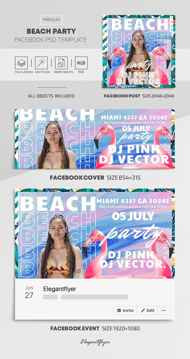 Festa in spiaggia su Facebook by ElegantFlyer