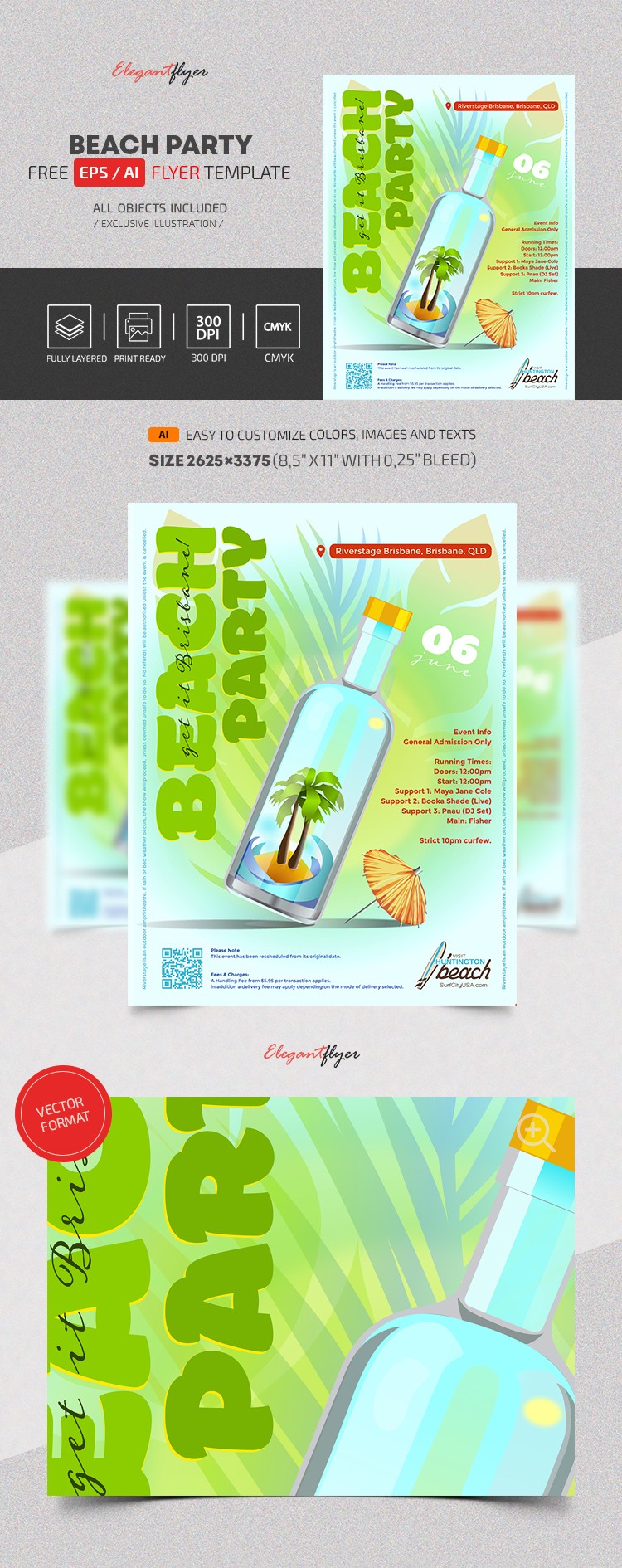Beach Party Vector Flyer by ElegantFlyer