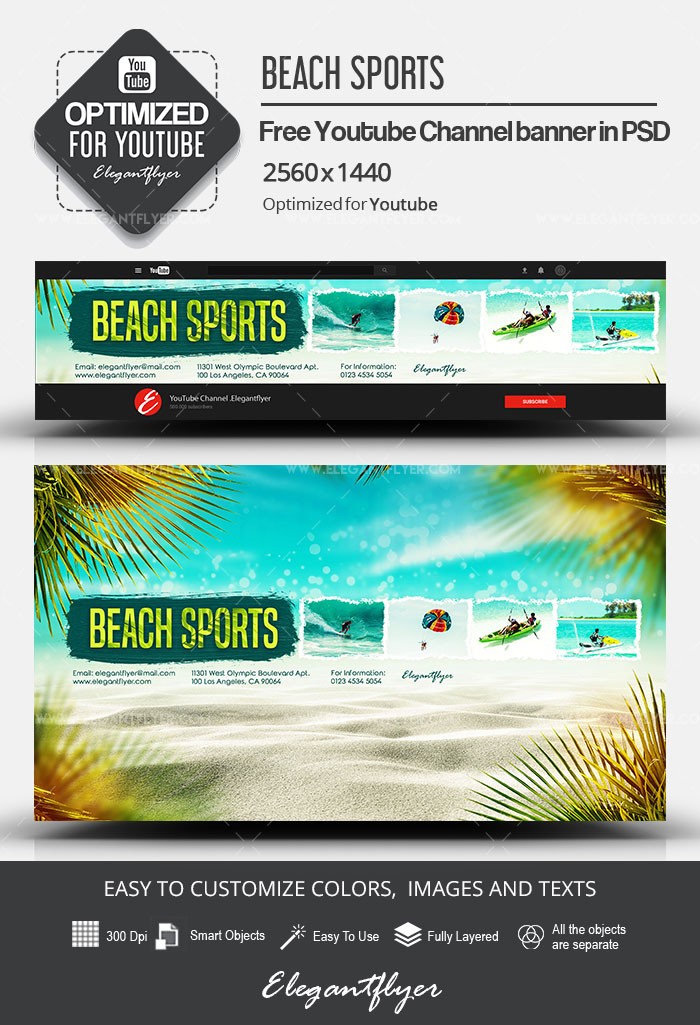Esportes de praia Youtube by ElegantFlyer