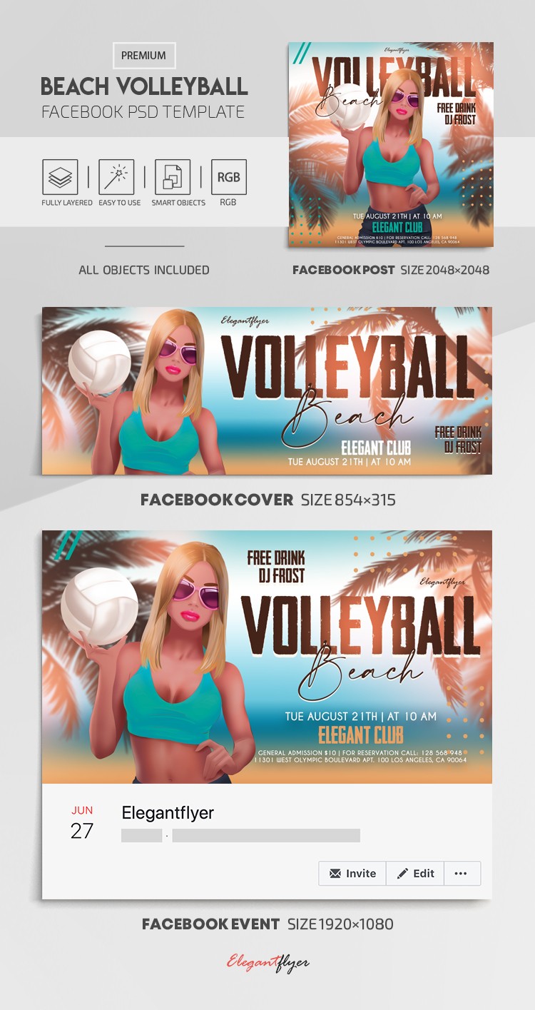 Beach Volleyball Facebook by ElegantFlyer