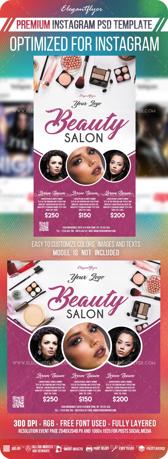 Salon piękności na Instagramie by ElegantFlyer