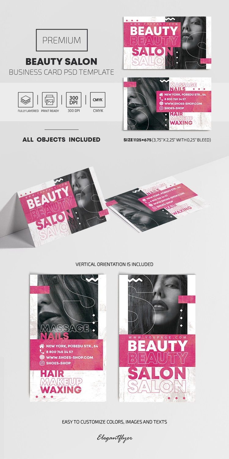 Beauty Salon PSD Business Card Template By ElegantFlyer