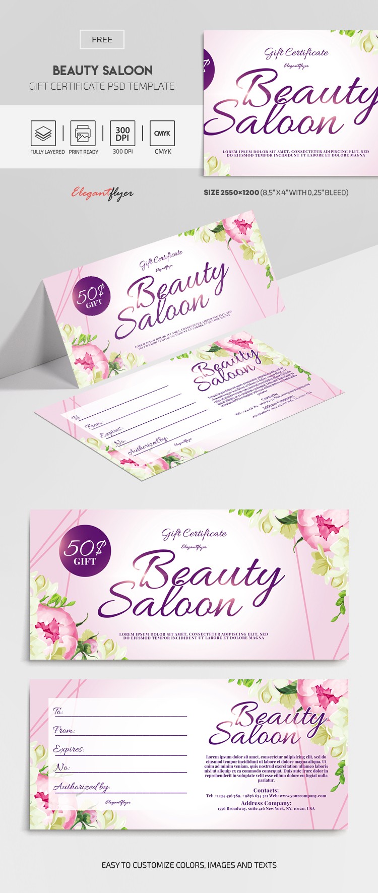 Beauty Saloon Gift Certificate by ElegantFlyer