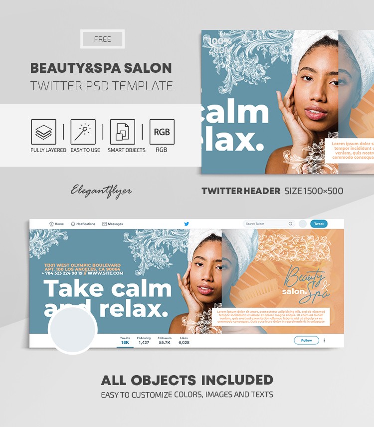 Schönheits- & Wellness-Salon Twitter by ElegantFlyer