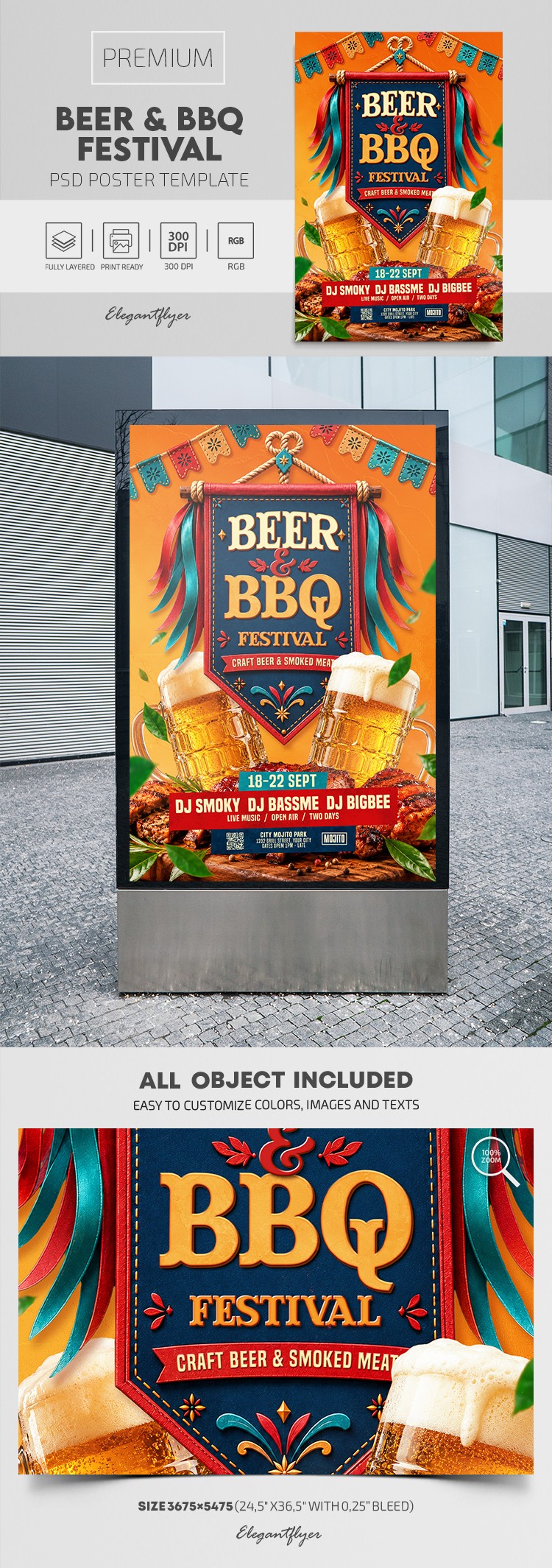 Beer & BBQ Festival Poster by ElegantFlyer