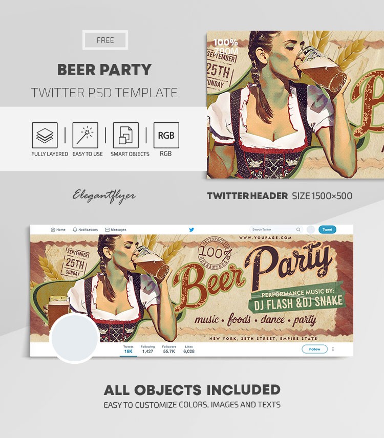 Beer Party Twitter by ElegantFlyer