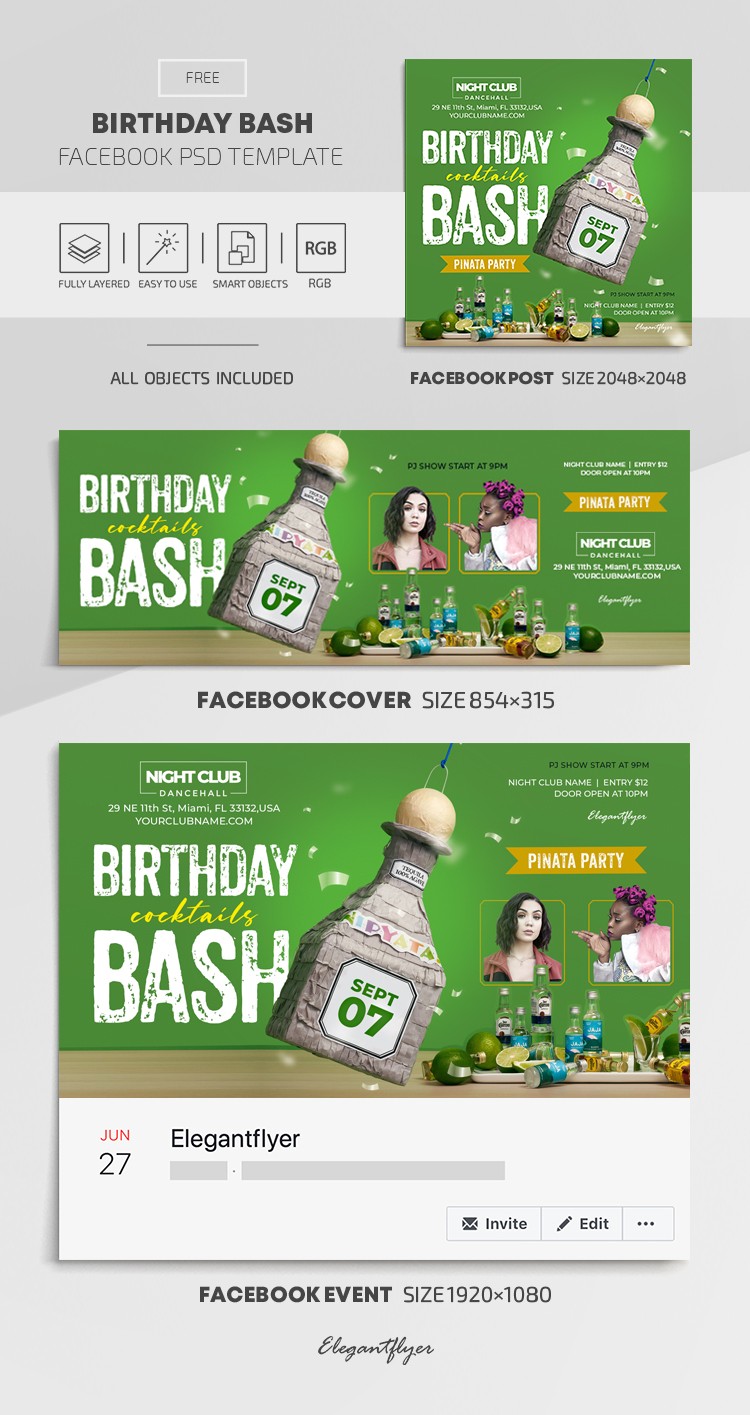 Birthday Bash Facebook by ElegantFlyer