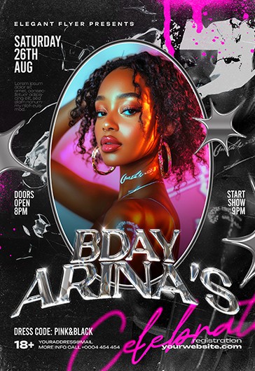 Multicolor Bright Birthday Free Flyer Template PSD | by
