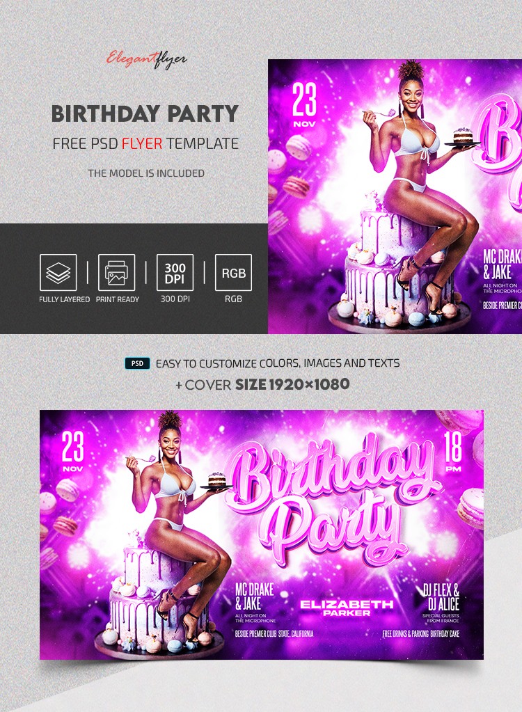 Birthday Bash Party Facebook Post by ElegantFlyer