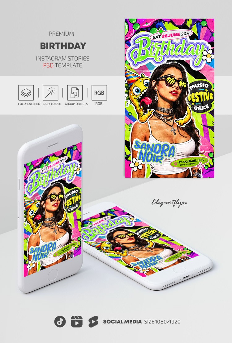 Birthday Club Party Instagram Reel by ElegantFlyer