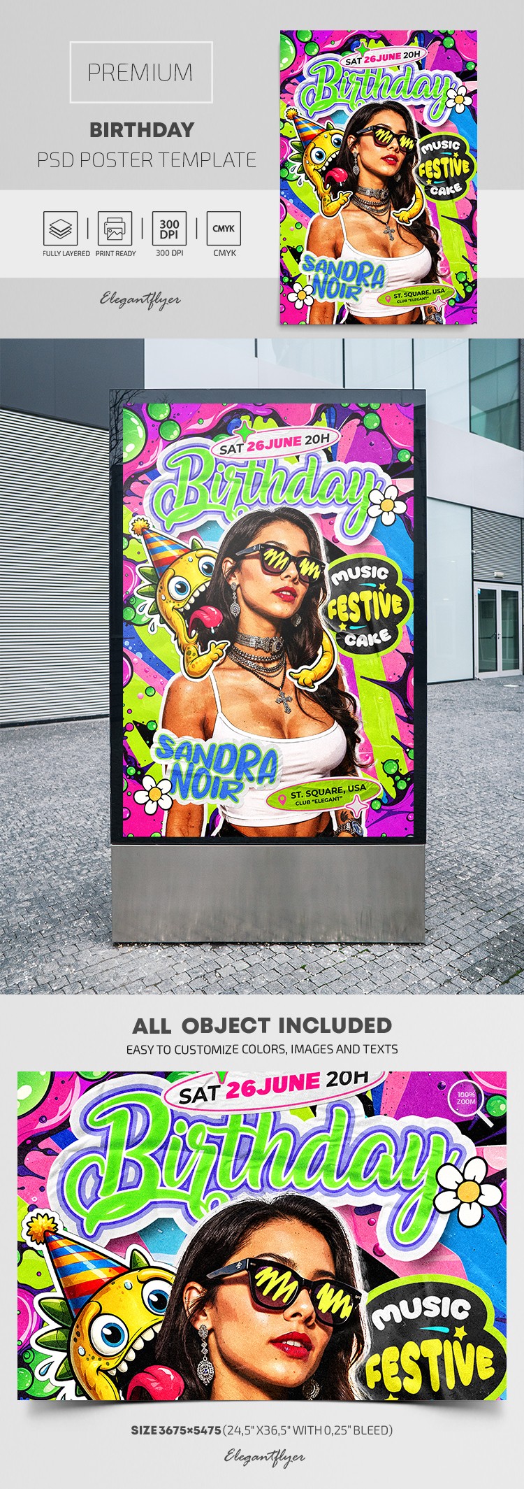 Birthday Club Party Poster by ElegantFlyer