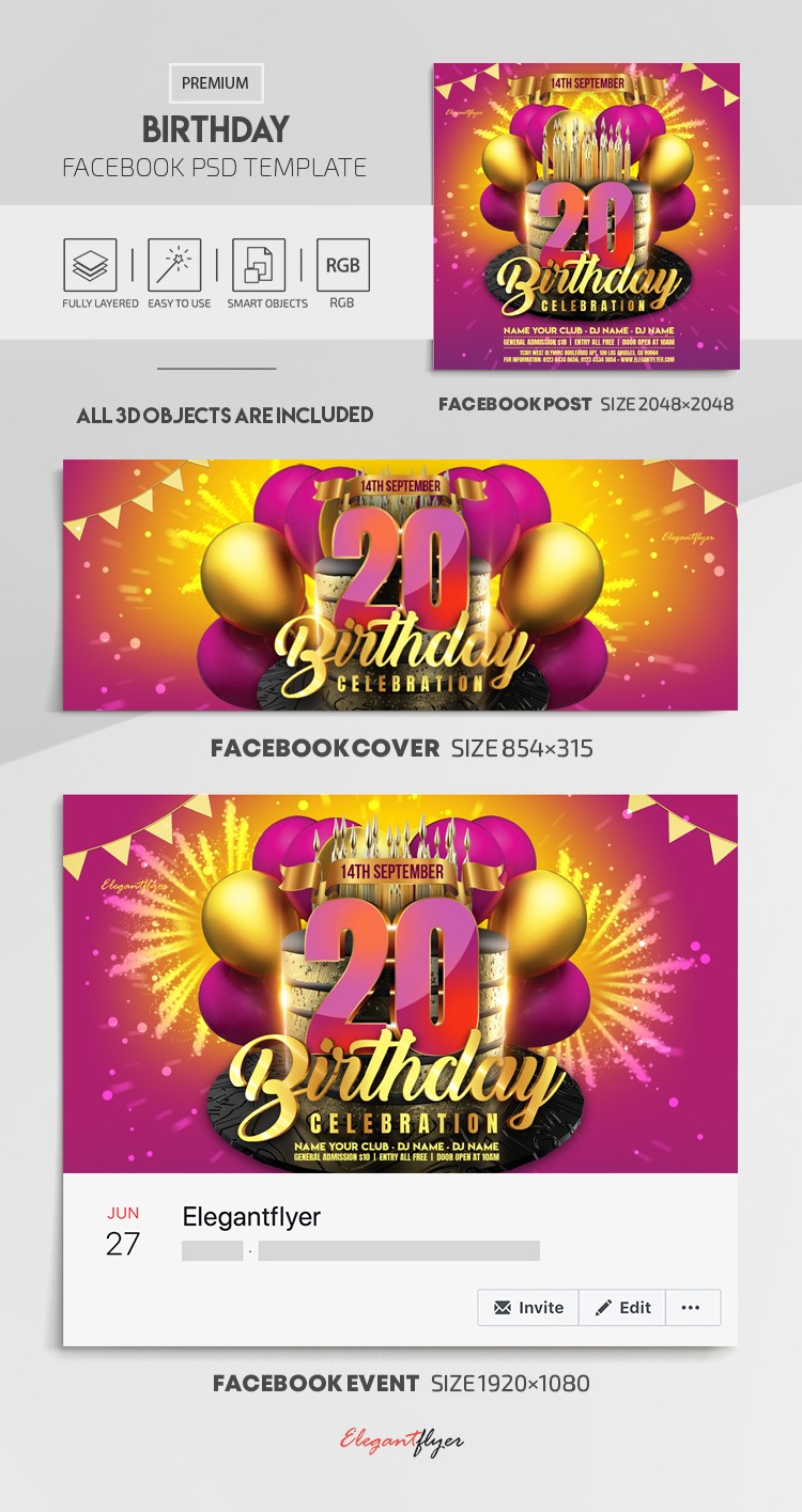 Compleanno Facebook by ElegantFlyer