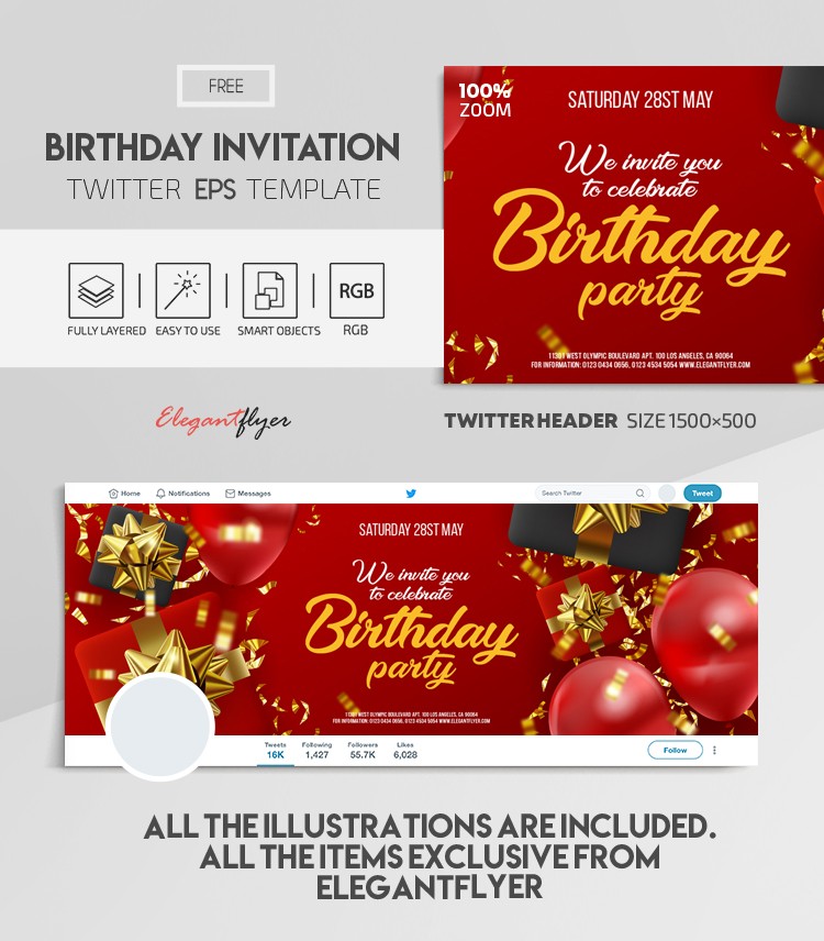 Birthday Invitation Twitter by ElegantFlyer