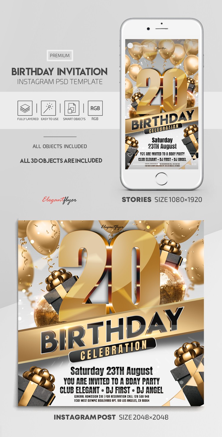 Invito di compleanno Instagram by ElegantFlyer