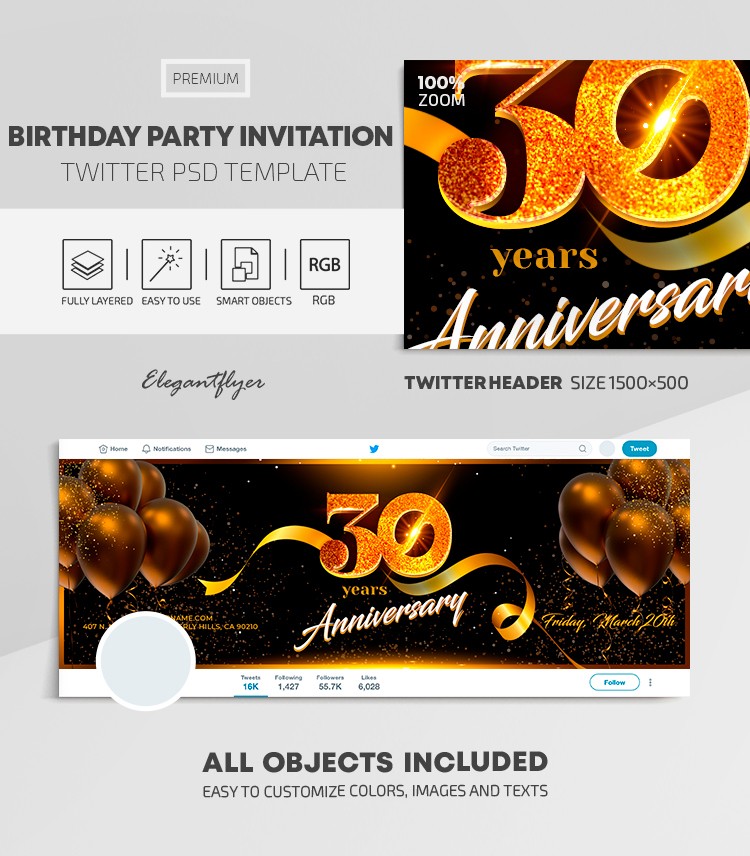 Invita al compleanno Party su Youtube by ElegantFlyer