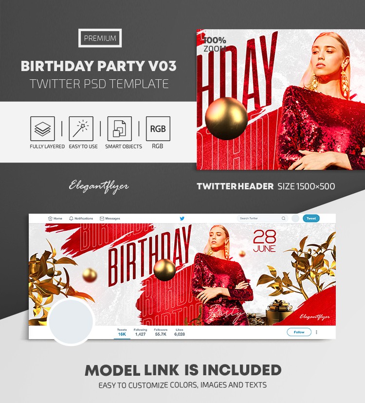 Fiesta de cumpleaños V3 en Twitter by ElegantFlyer