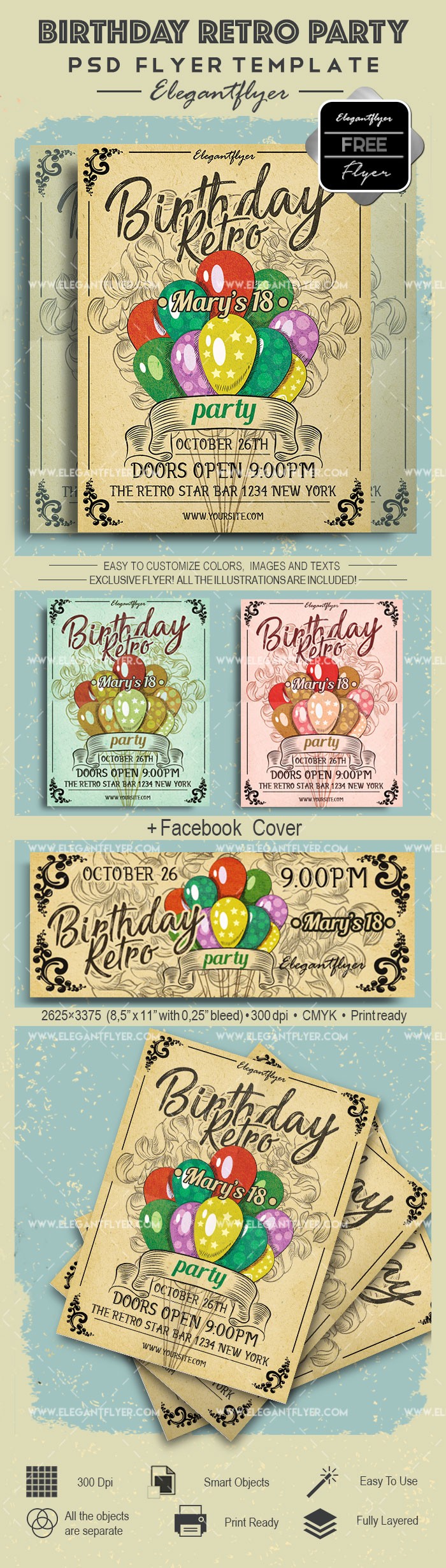 Birthday Retro Party by ElegantFlyer