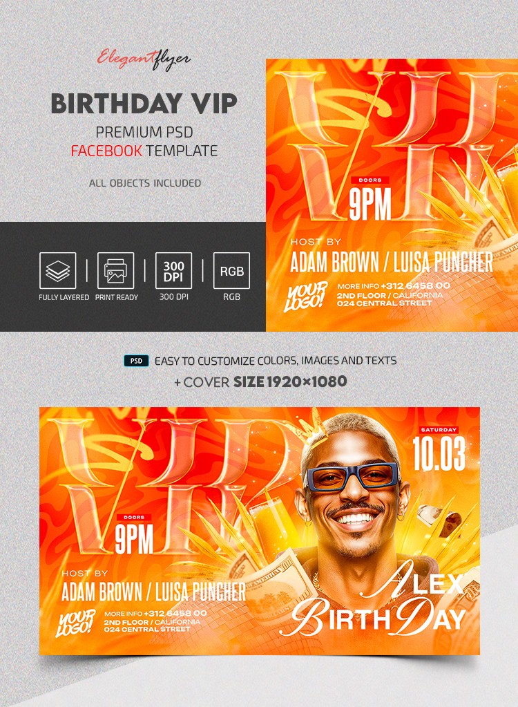 Noc VIP na urodziny - Post na Facebooku by ElegantFlyer