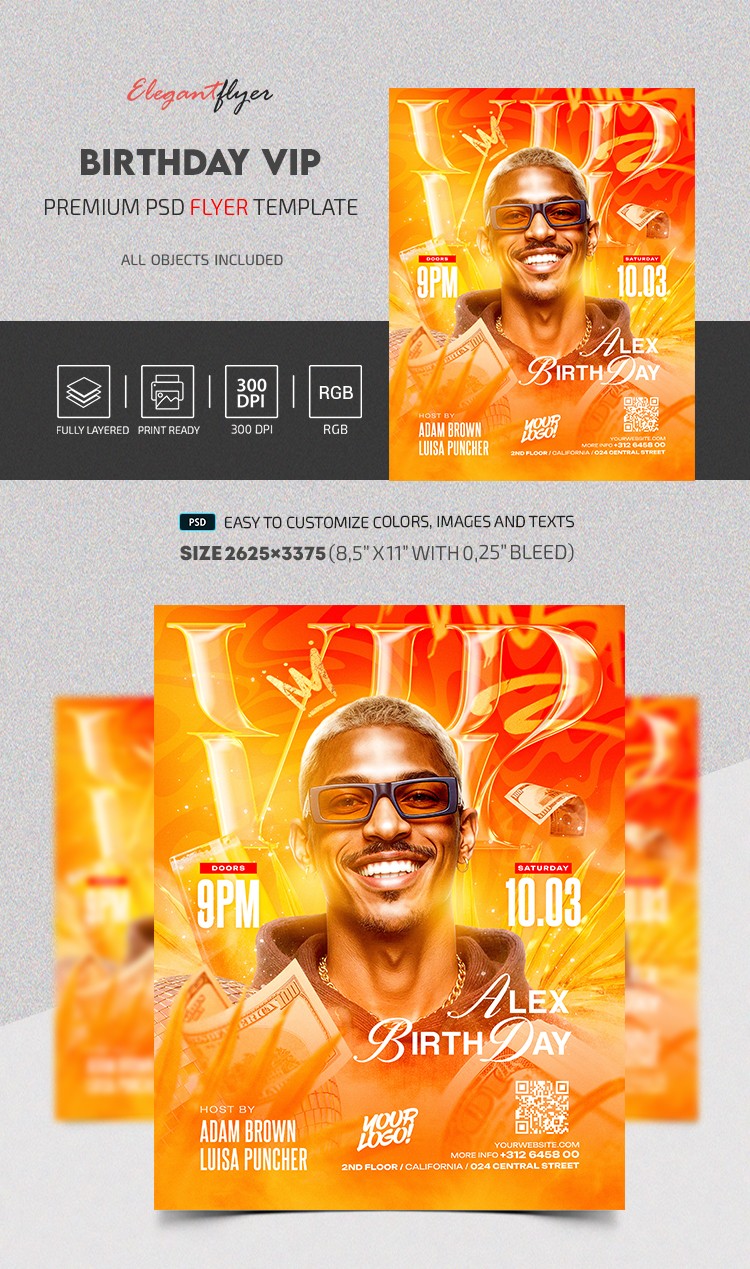 Birthday VIP Night Party Flyer by ElegantFlyer