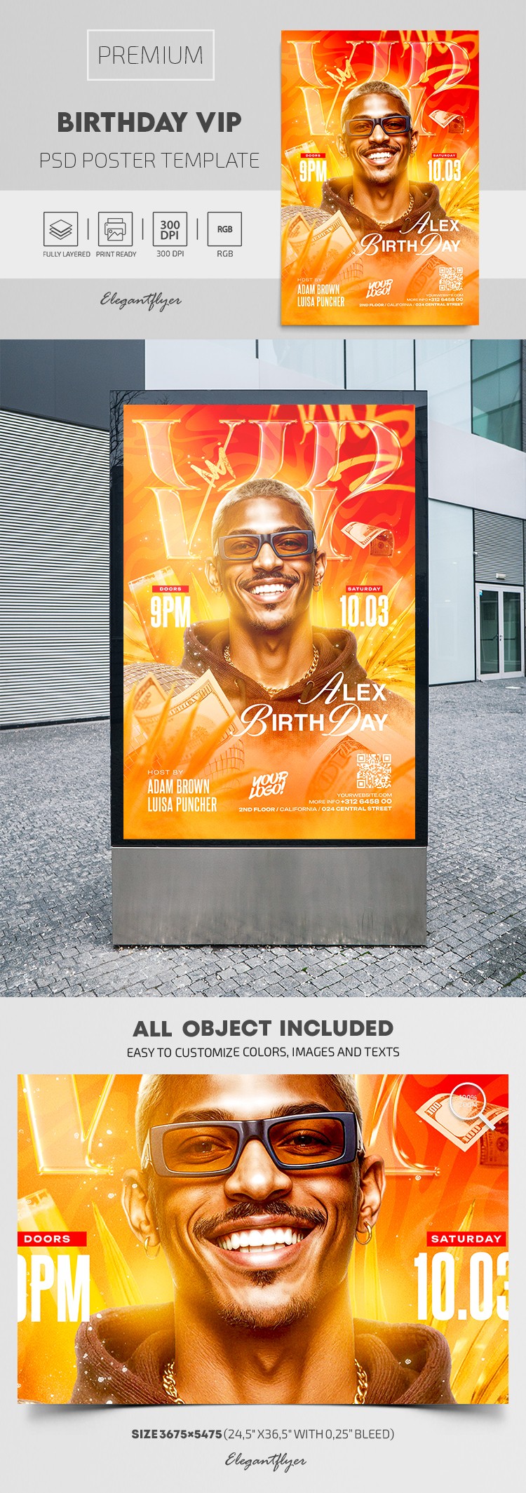 Birthday VIP Night Party Poster by ElegantFlyer