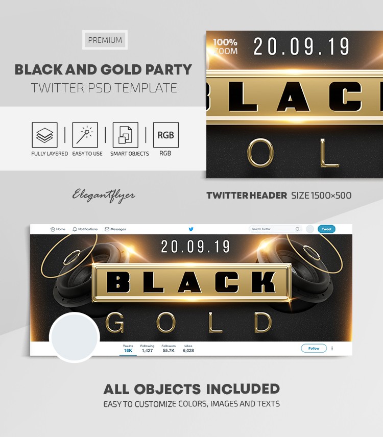 Black and Gold Party by ElegantFlyer