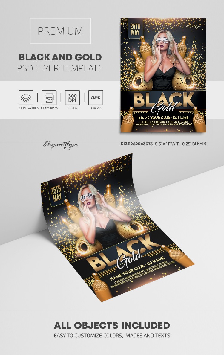 Black and Gold Club by ElegantFlyer
