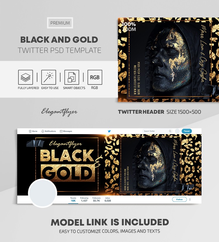 Black and Gold Twitter by ElegantFlyer