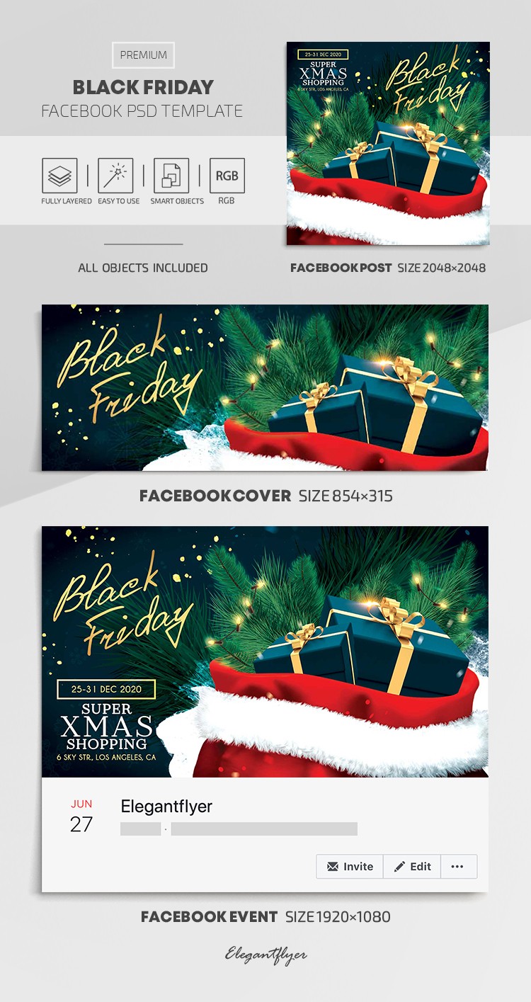 Viernes Negro de Navidad en Facebook by ElegantFlyer
