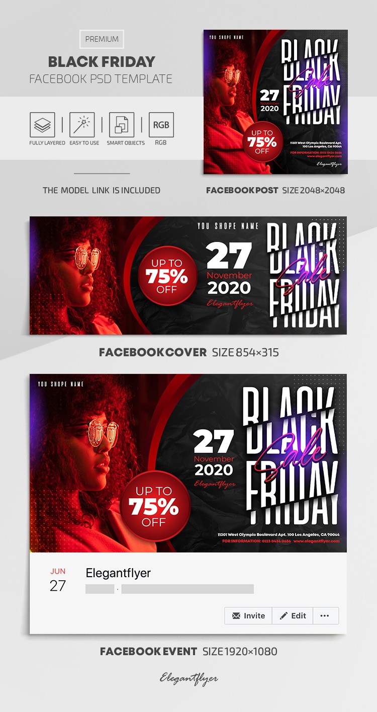 Black Friday Facebook Set by ElegantFlyer