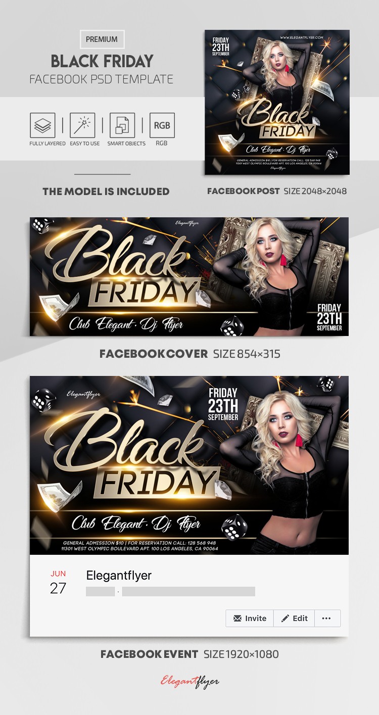 Black Friday Facebook Set by ElegantFlyer