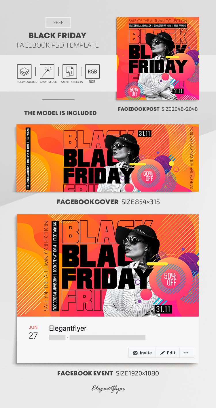 Black Friday Facebook Set by ElegantFlyer