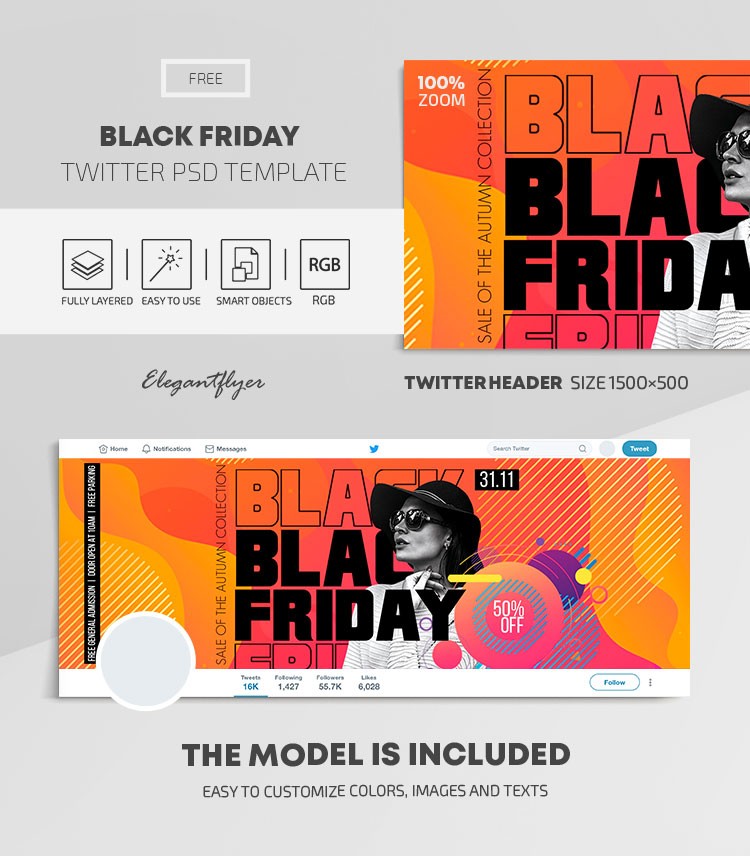 Cabeçalho do Twitter da Black Friday by ElegantFlyer