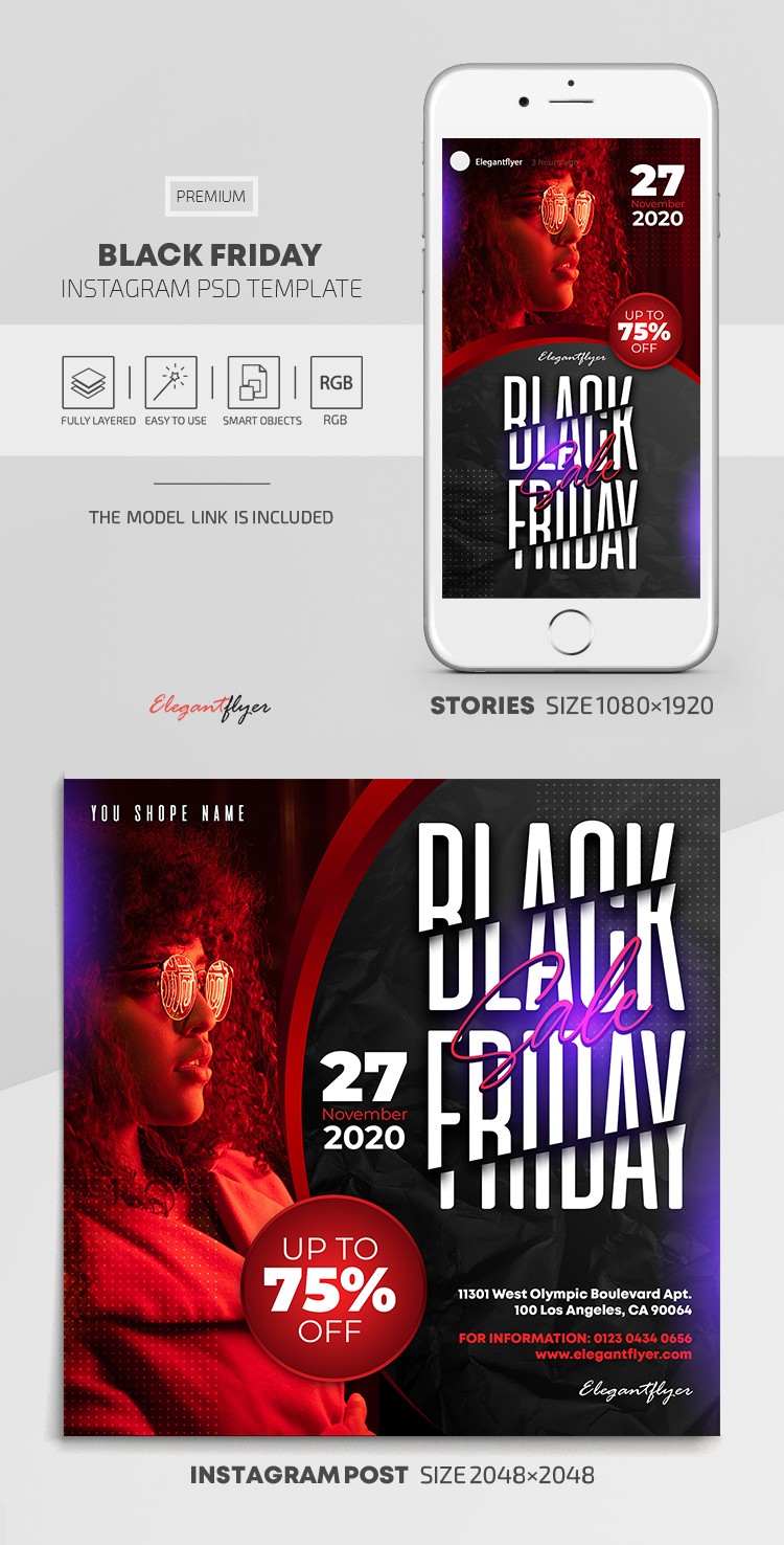 Red Neon Black Friday Instagram Premium Social Media Template PSD | by ...