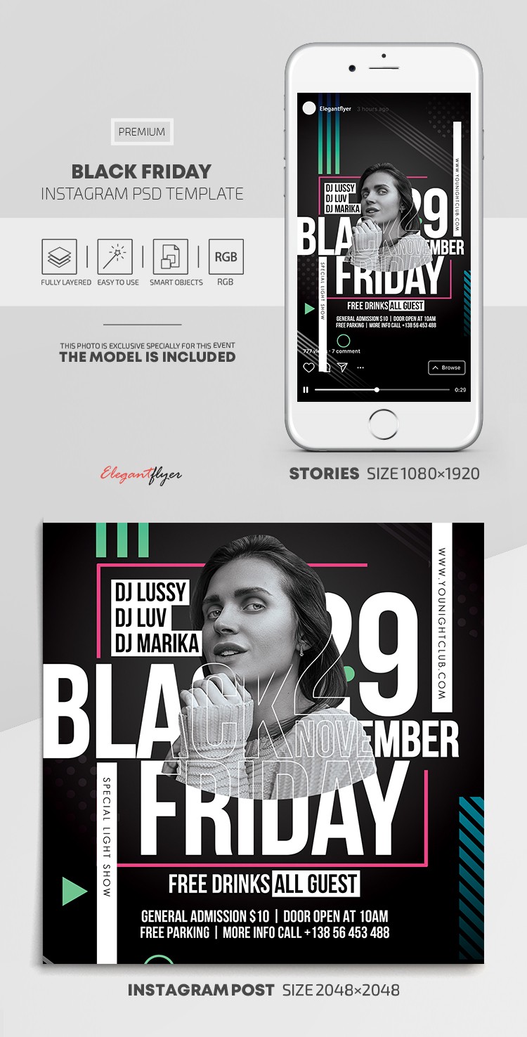 Set di Instagram per la festa del Black Friday by ElegantFlyer
