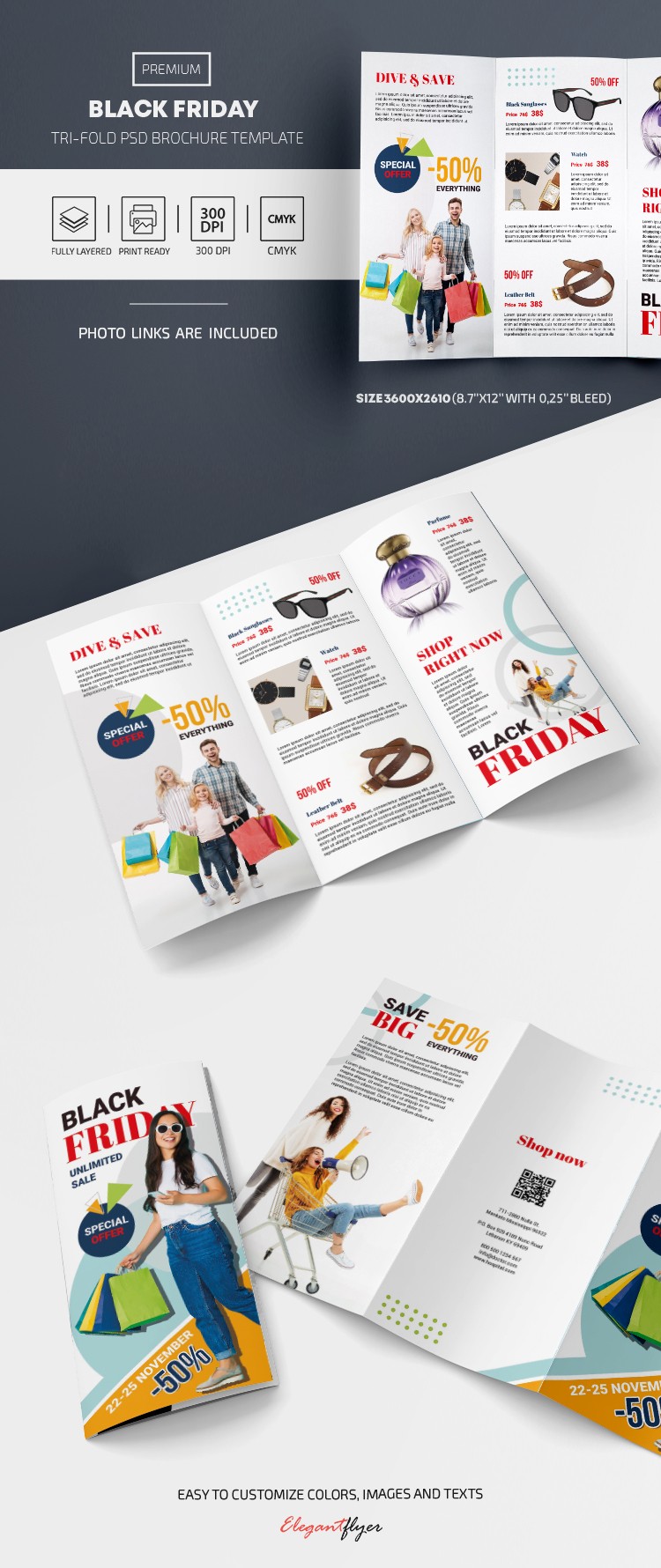 Black Friday Sale Tri-fold Brochure by ElegantFlyer