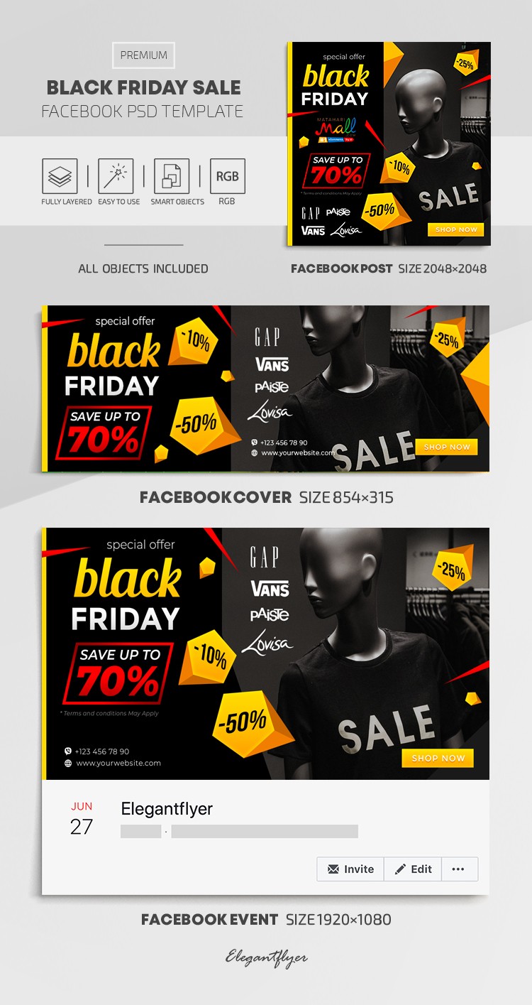 Schwarzer-Freitag-Verkaufsaktionen auf Facebook by ElegantFlyer