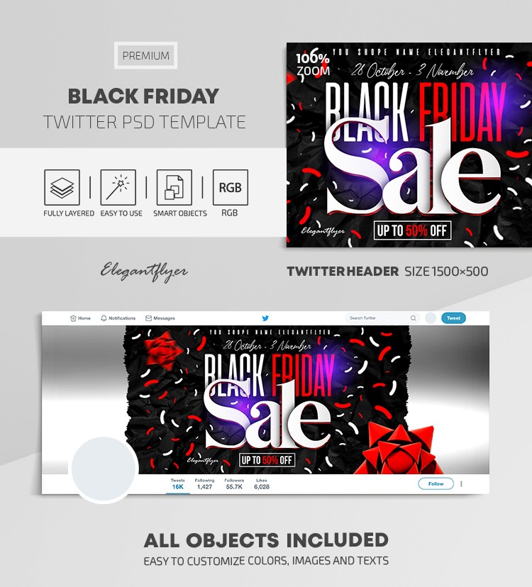 Black Friday Sale Twitter by ElegantFlyer