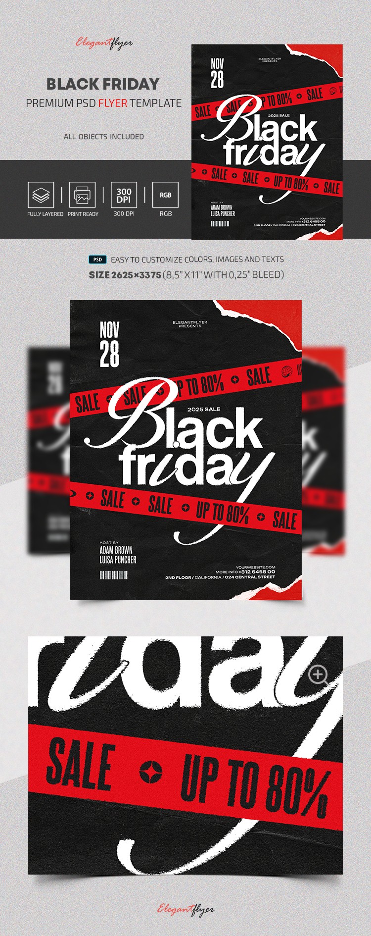 Volantino dell'evento di shopping del Black Friday Weekend by ElegantFlyer