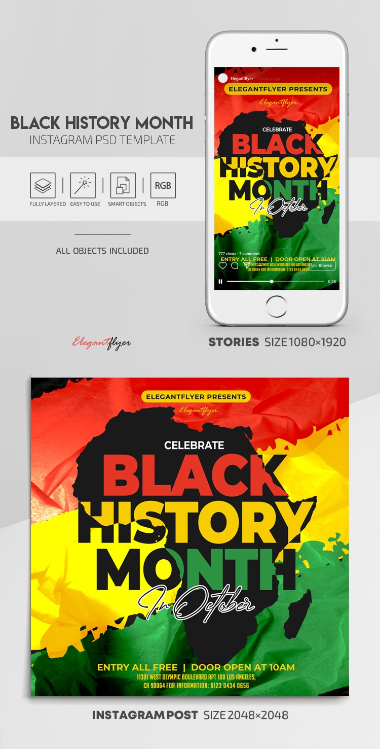 Miesiąc Historii Czarnych na Instagramie by ElegantFlyer