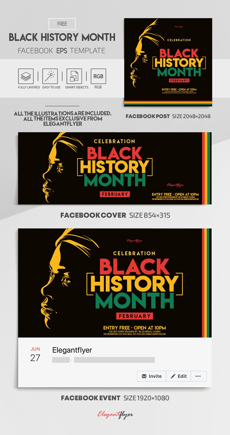 Mês da História Negra no Facebook EPS by ElegantFlyer