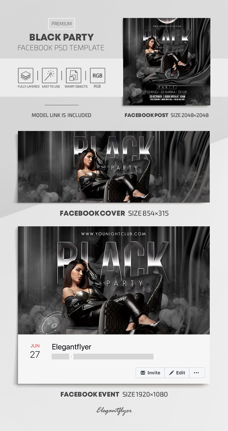 Black Party Facebook by ElegantFlyer