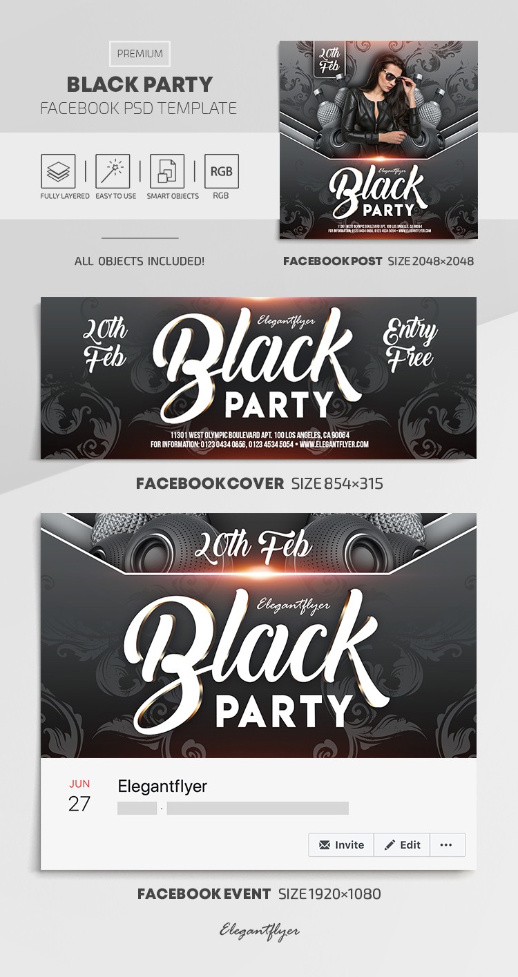 Black Party Facebook by ElegantFlyer