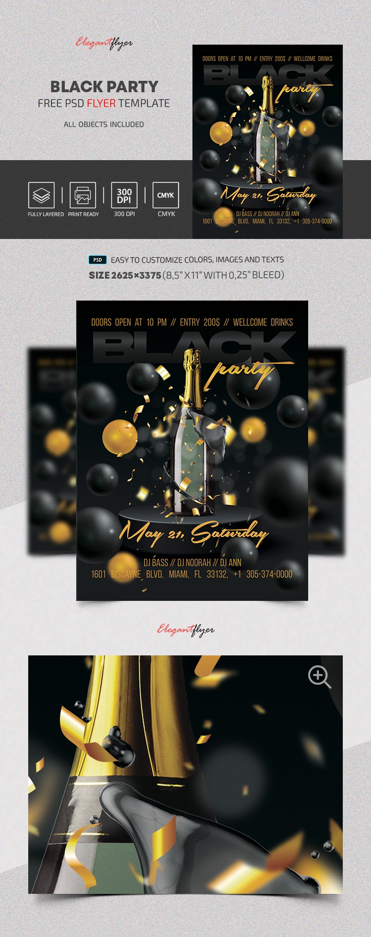 Black Party Flyer by ElegantFlyer