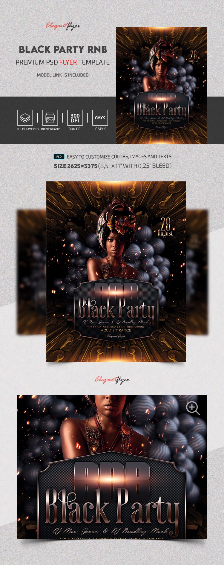 Black Party RnB Flyer by ElegantFlyer