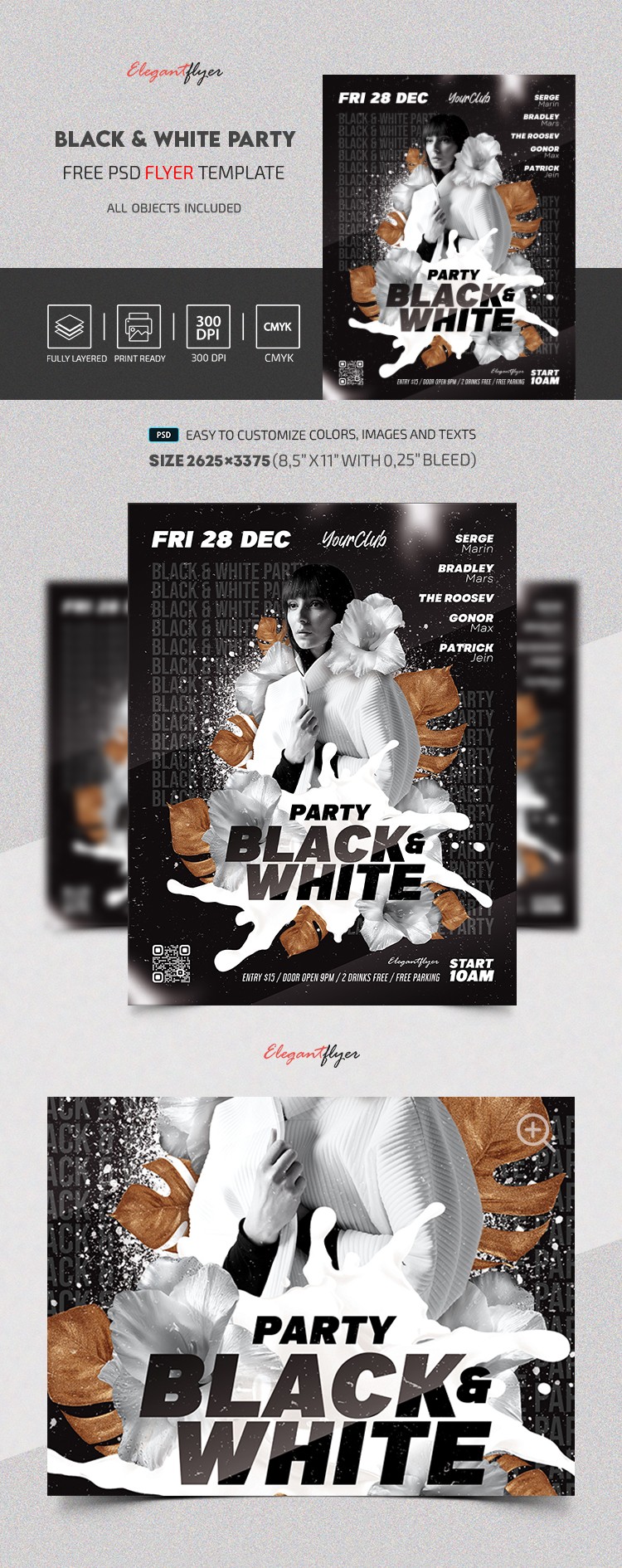 Black Aesthetic Black & White Party Free Flyer Template PSD | by Elegantflyer
