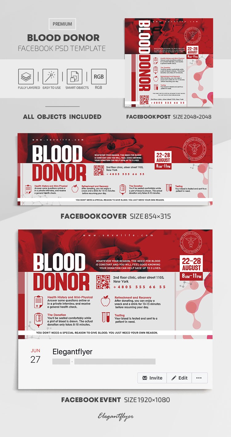 Donante de sangre en Facebook by ElegantFlyer