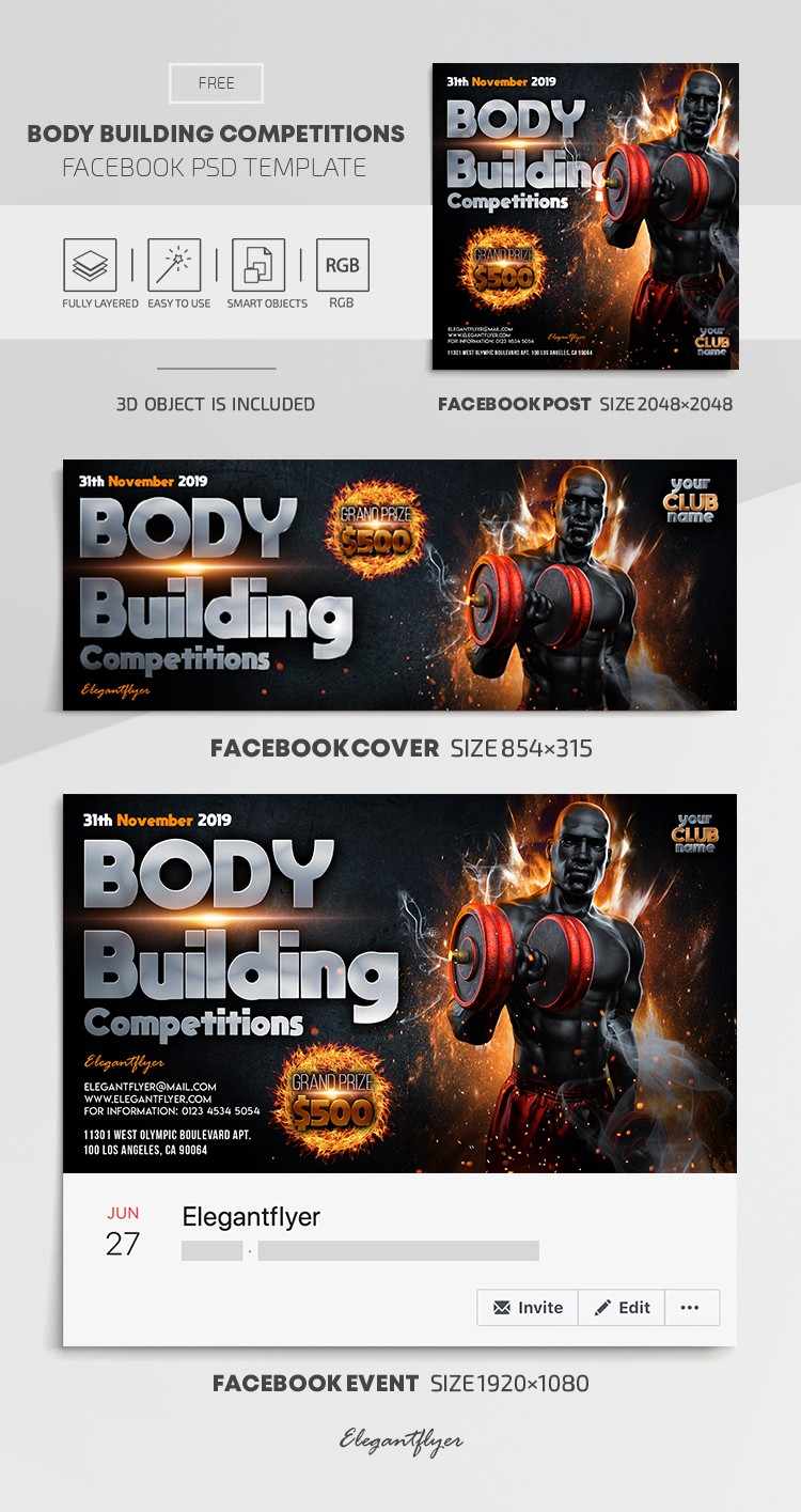 Body Building Competitions Facebook by ElegantFlyer