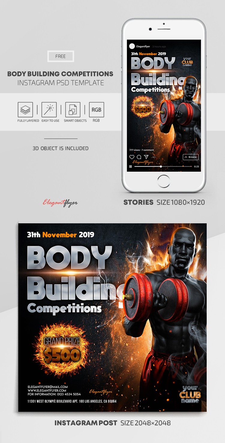 Bodybuilding Wettbewerbe Instagram by ElegantFlyer